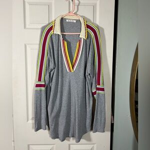 Free People We The Free crochet collar v-neck oversized lightweight sweater